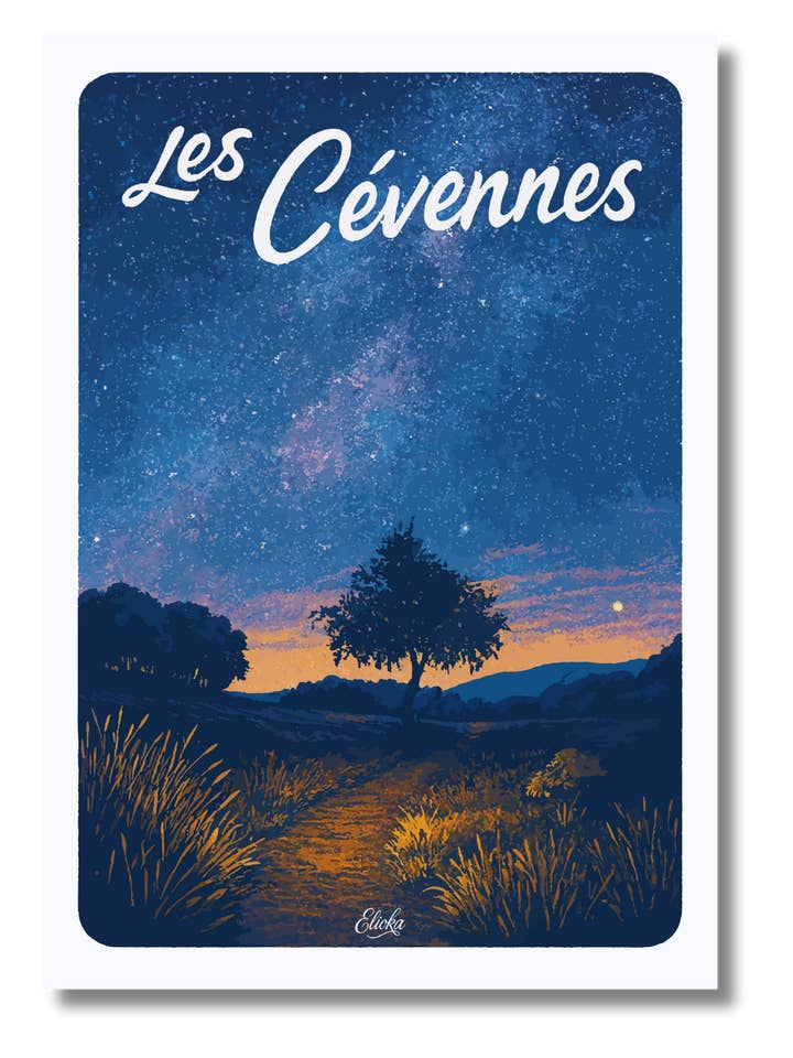 Affiche De Cevennen Sterrennacht voor wholesale door ELIOKA