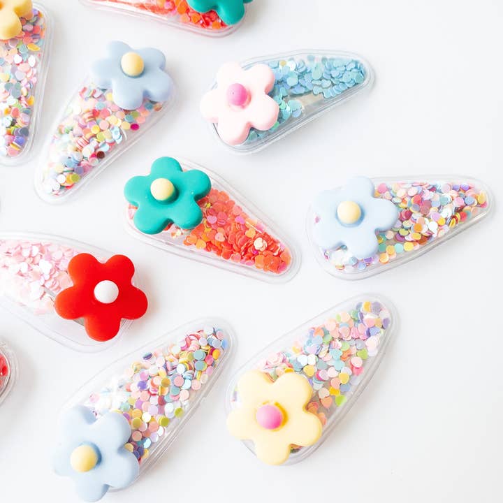 Eggy Cakes - Wholesale Hair Clip - Kids - Flower Confetti Shaker Hair Clips4