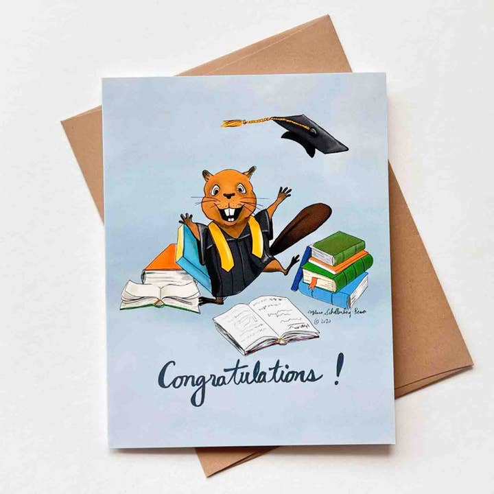 Cartão de graduação Beaver por atacado de True North Creations