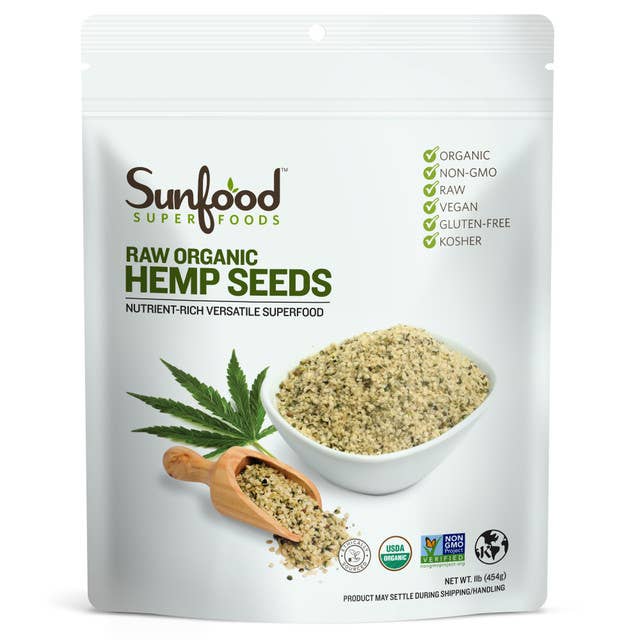 Sunfood Superfoods - Wholesale Protein/Superfood Powder - Hemp Seeds, Shelled, 1lb, Organic, Raw