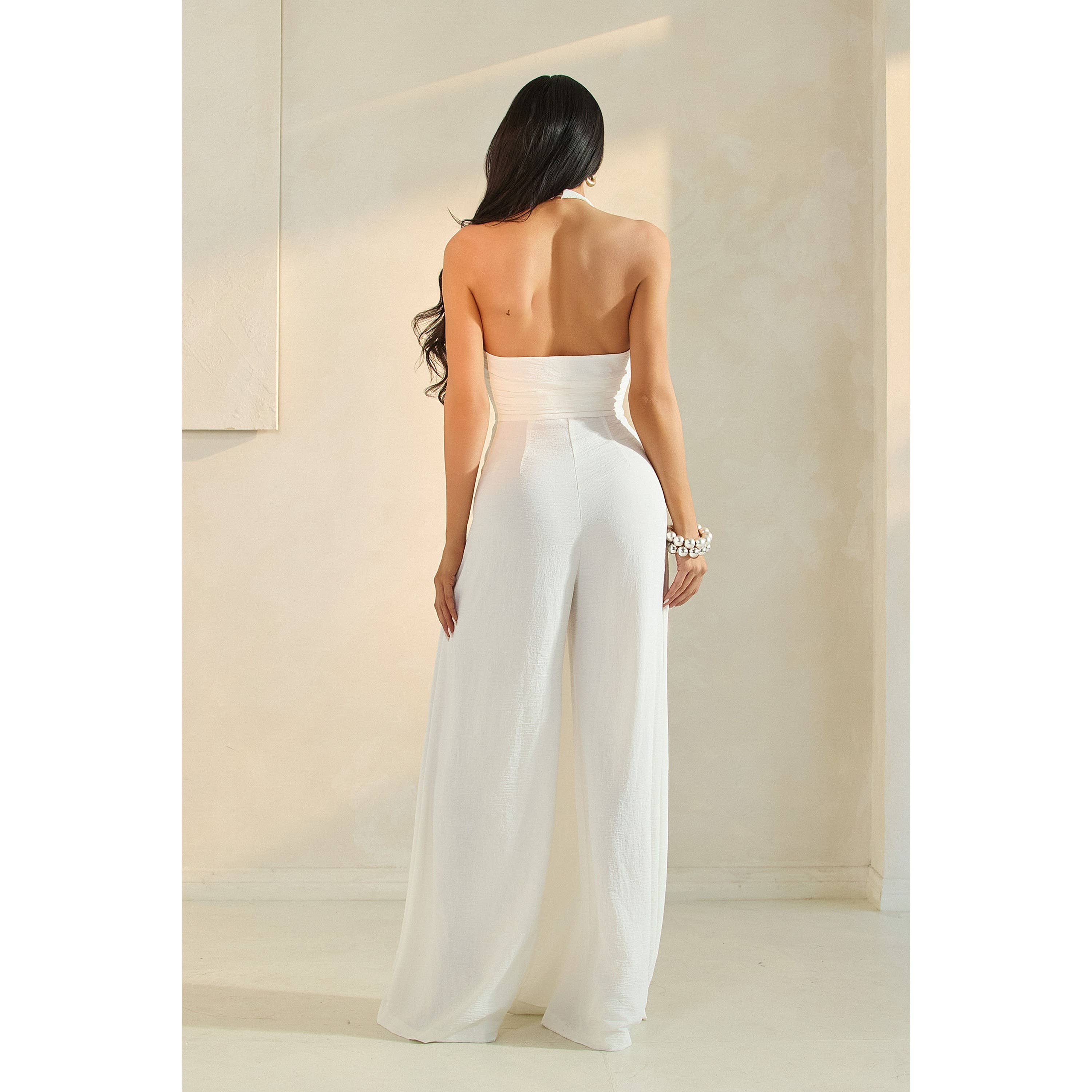 The Sang - Wholesale Jumpsuit - Women's - SOLID HALTER GATHERED JUMPSUIT6