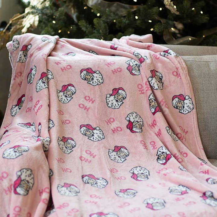 The Royal Standard - Wholesale Throw Blanket - HoHoHo Santa Throw Pink 50x60