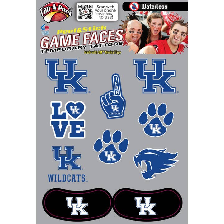 Kentucky Game Faces® tijdelijke tatoeages voor wholesale door Fanapeel / Gamefaces