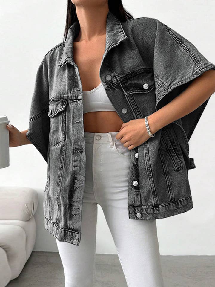 Drop Shoulder Denimjakke for engroshandel hos Aria Romance