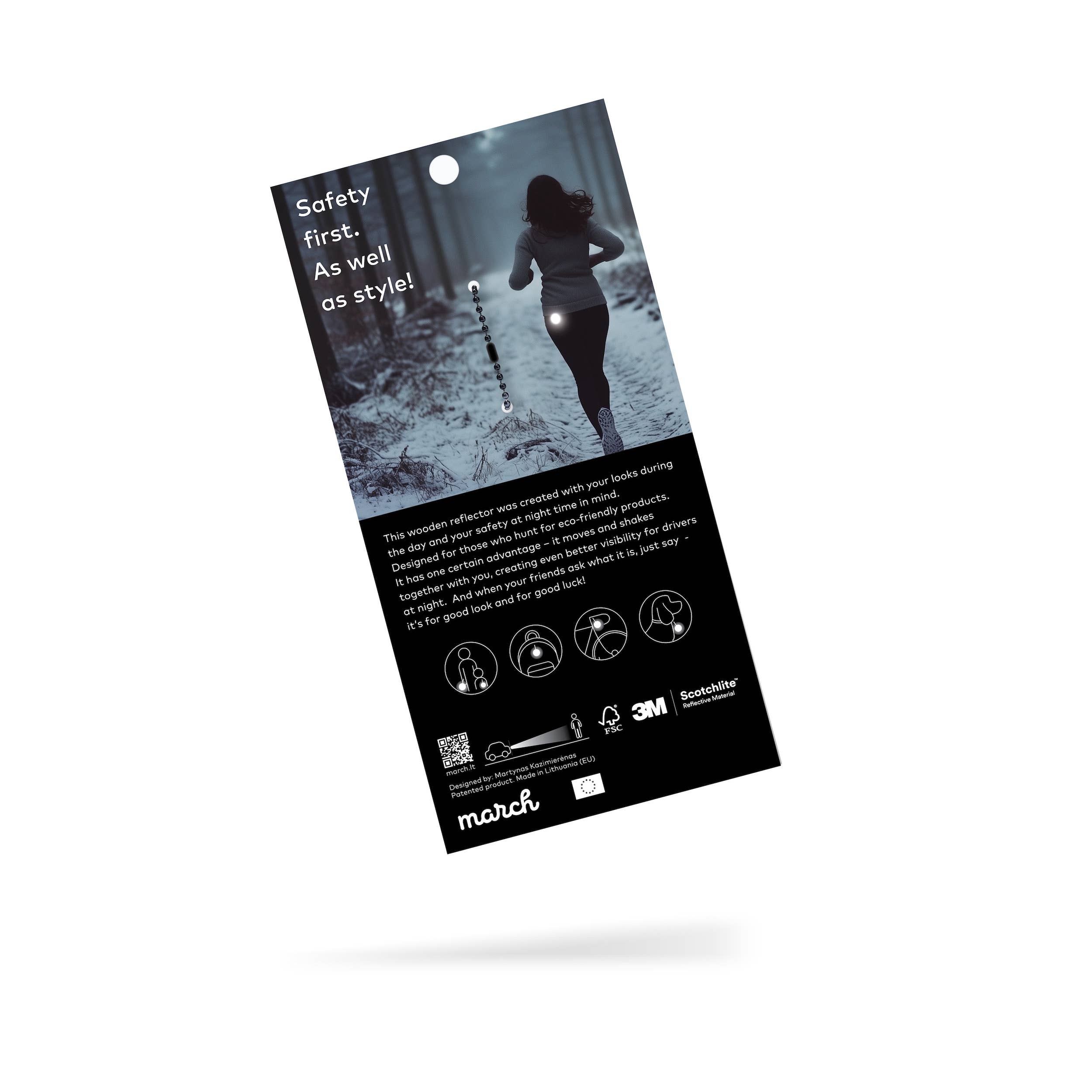 March - Wholesale Keychain - Unisex - wooden reflector WAVY1