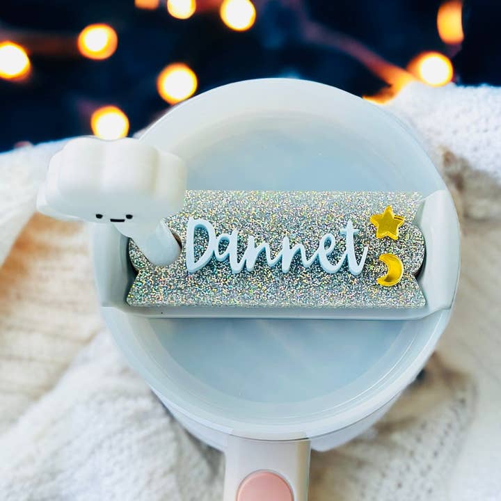 Etiqueta con nombre personalizada para adorno para vaso con forma de luna y estrella para venta al por mayor de Planty'tude