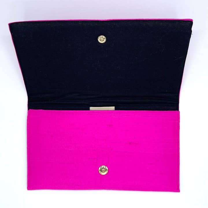 Garland Bags - Wholesale Clutch Bag - Women's - Hot Pink Dupioni Silk Cindy Clutch w/ Magnetic Snap