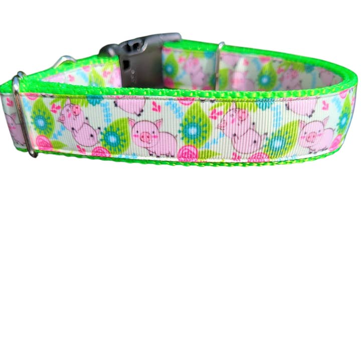 Pigs Playing Nylon Dog Collar for wholesale by Doot's Pet - Collars For A Cause