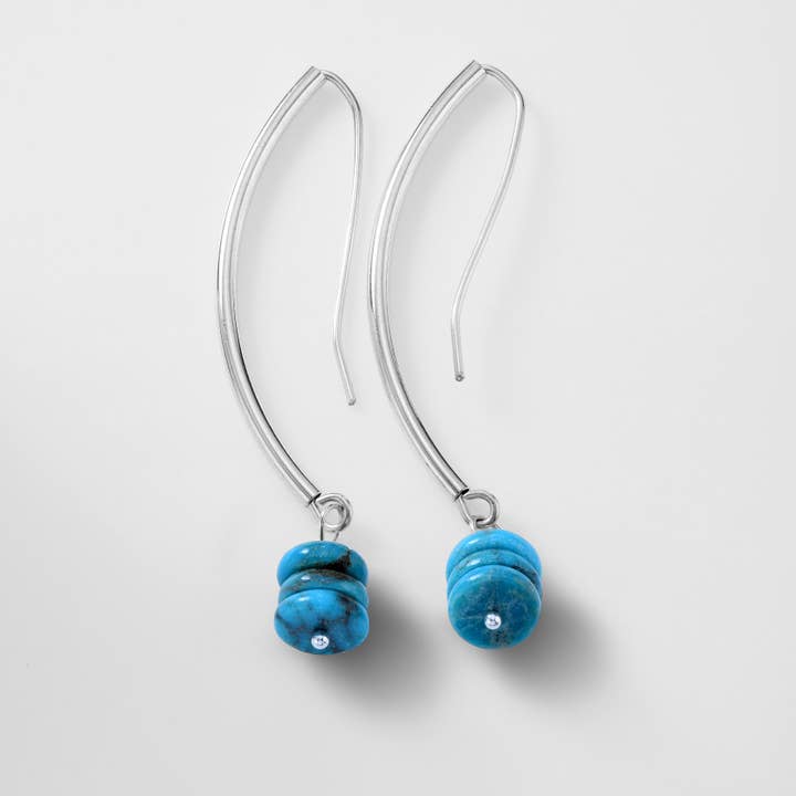 Brincos Pendurados de Prata Esterlina com Disco Turquesa por atacado de Serendipity Creations