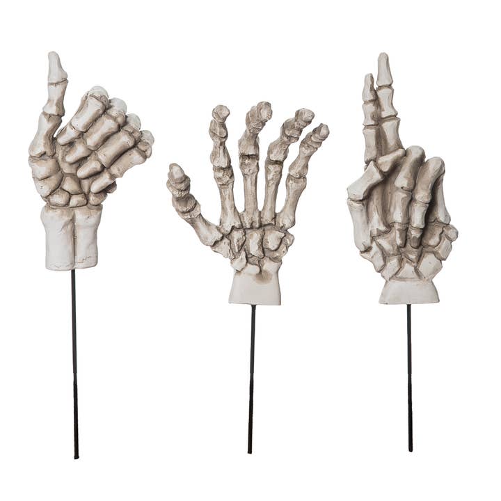 Transpac Res Skeleton Hand Pick Set 3 Halloween Home Décor for wholesale by Transpac