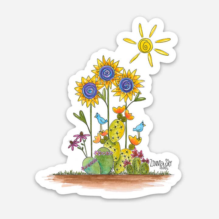 Sunshine + Succulents | Vinyl Sticker for wholesale by Zinnia Sky Studio LLC