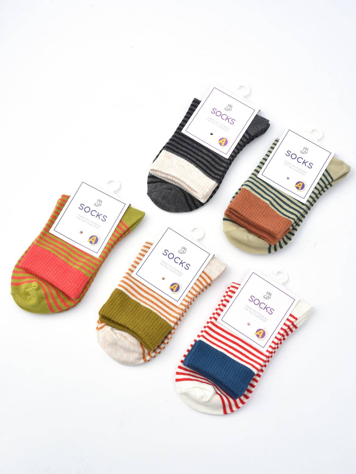 Funkyrel® Atzbranding Limited – wholesale Strumpor - Dam – Rufia - Vibrerande randiga mellankalvstrumpor2