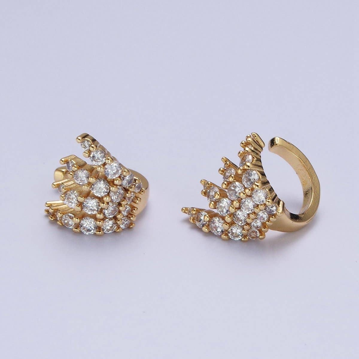 Aim Eternal - Wholesale Cuff/Wrap Earrings - 1 Pair Micro Pave Cubic Zirconia CZ Multiple Four Claw Ear Cuff Earrings | AD-5100