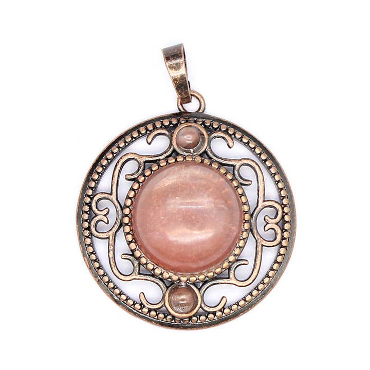 Mio Queena - Wholesale Individual Charm/Pendant - Vintage Natural Stone Hollow Circular Charm Pendant - CS17