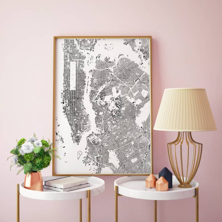New York City: Detailed Building Map, Premium Poster Print for wholesale by Nativah Chaya