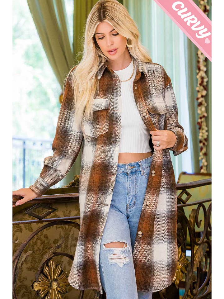 Sweet Lovely by Jen - Wholesale Shirt Jacket/Shacket - Women's - PLUS SIZE SHACKET /PLAID COAT2