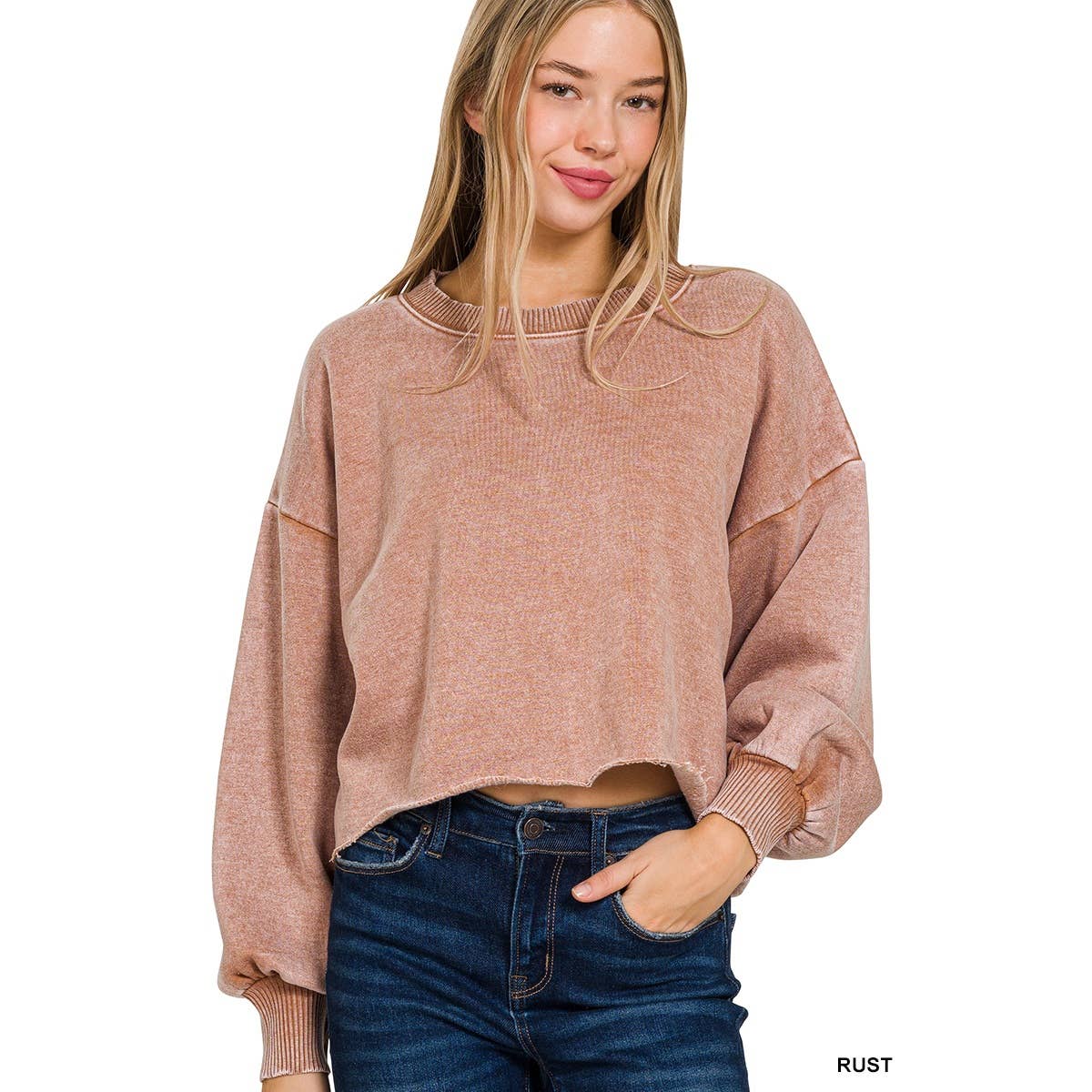 Apolline – Großhandel Sweatshirt – Damen – Apolline Acid-Wash Fleece Cropped Pullover9