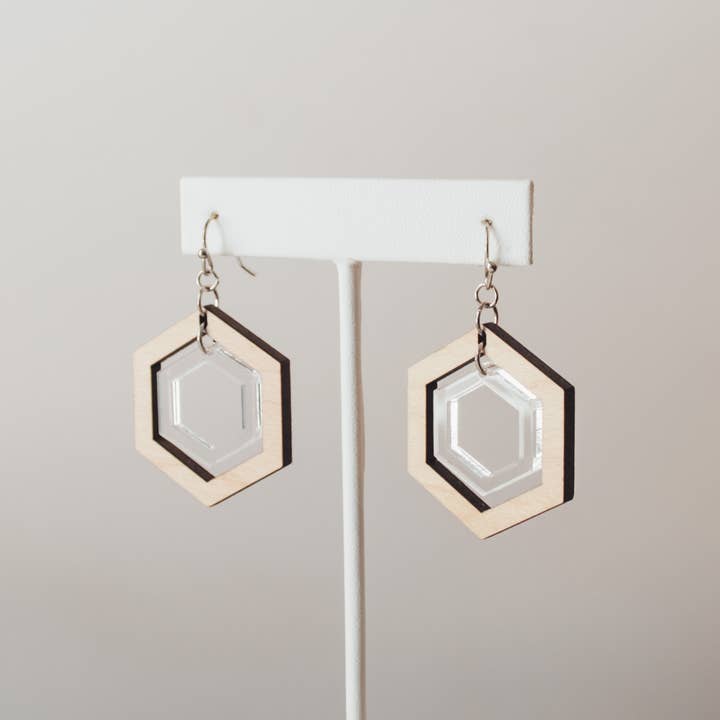 Einfache sechseckige Duo-Ohrringe für den Großhandel von Elise Design Company