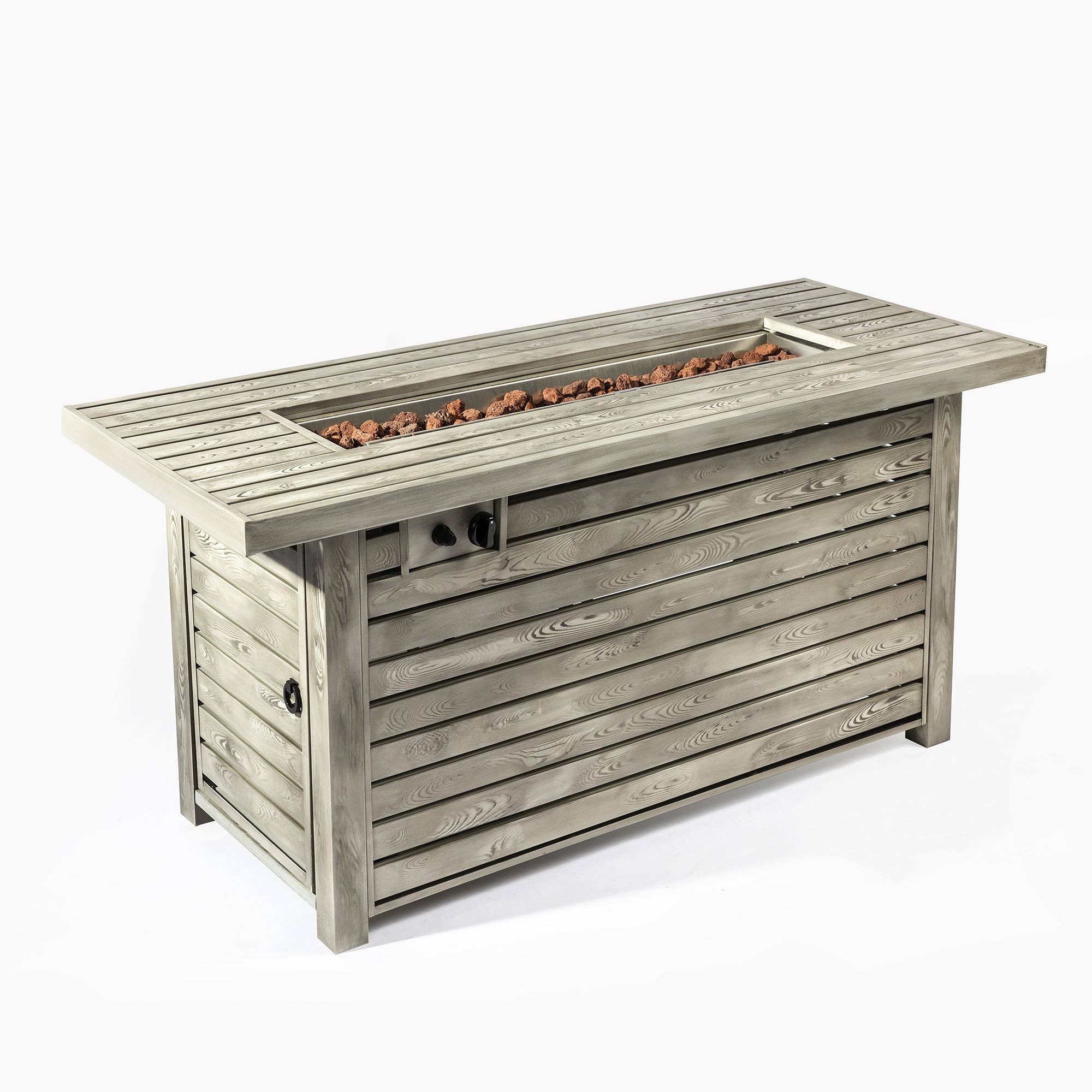 Orange County Decor - Wholesale Fire Pit - 54Inch Outdoor Fire Table Steel Fire Pit Table With Wood Grain Surface Light Beige Steel1