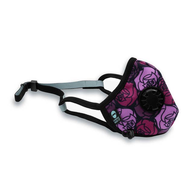 Cambridge Mask Co - Wholesale Protective Face Mask/Shield - The 65Roses PRO, Purple Roses Flower Pattern Face Mask1