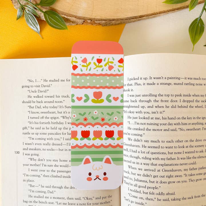 Crème de Kat Tulp Patroon Boekenlegger voor wholesale door Laurel Mae Art
