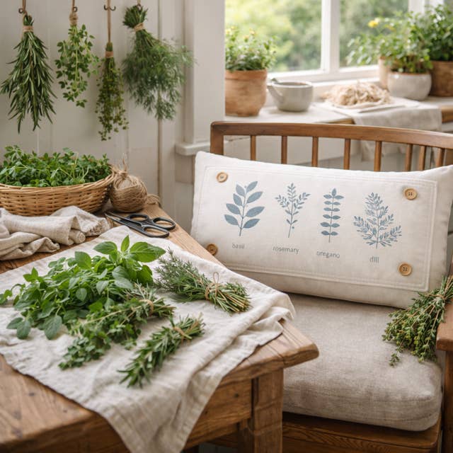 Panneau Botanique : Amoureux du Jardin Pâques Printemps HERBES pour la vente par PillowPanels