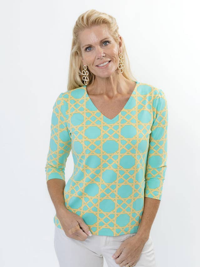 V Crew Tee - Large Bamboo Green/Tan for wholesale by sailor-sailor