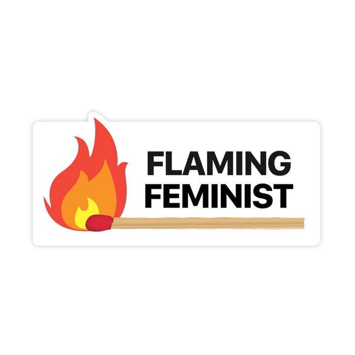 Sticker Bull - Wholesale Sticker - Flaming Feminist Women's Rights Waterproof Vinyl Sticker Decal for Laptop, Hydroflask and Car0