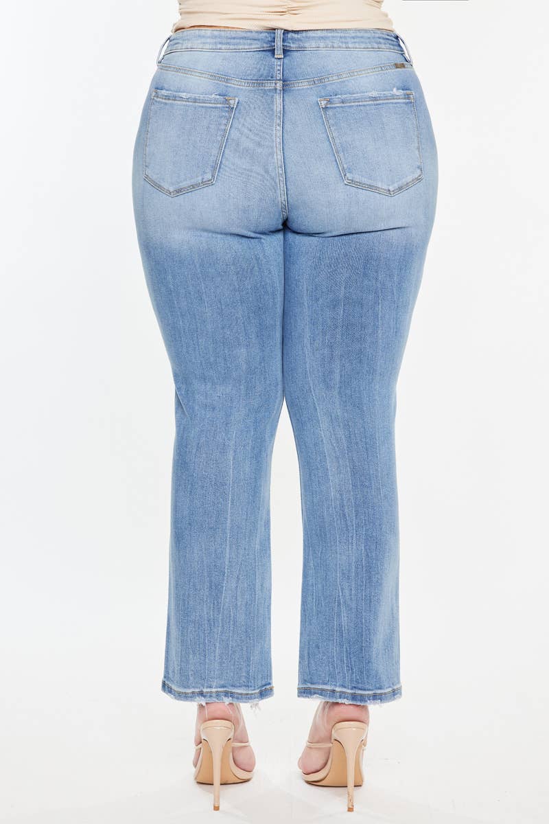 GEMIDDELDE Plus high rise slim crop rechte jeans met medium wassing voor groothandel op Faire4
