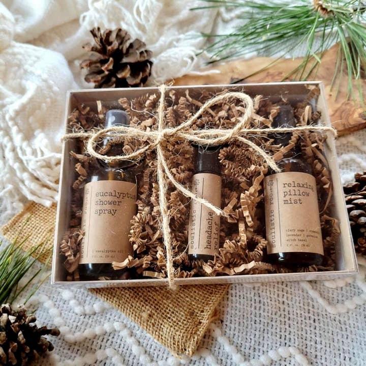 Soulistic Root - Essential Oils & Self Care Gifts - Wholesale Bath & Body Set - Best Sellers Trio | Relaxing Spa Gift Set for Women