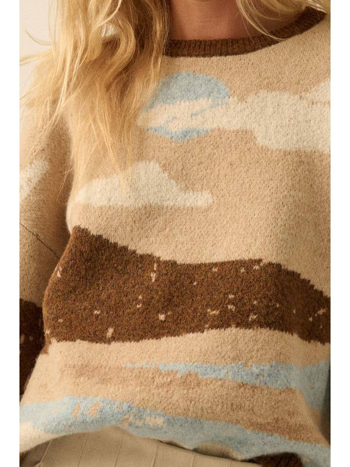 Promesa USA - Wholesale Knit Sweater - Women's - Beach Landscape Jacquard-Knit Sweater7