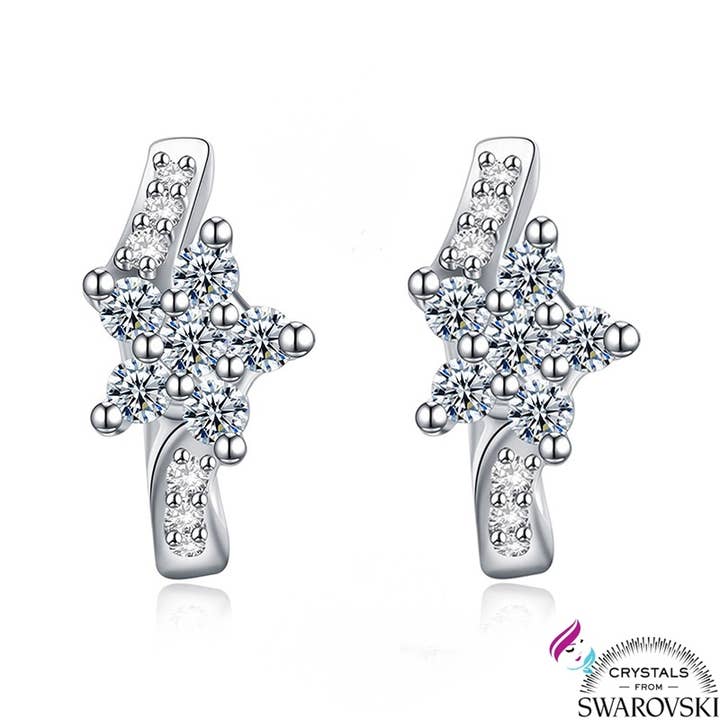 HTB - Wholesale Dangle Earrings - 925 silver hoop earrings with Swarovski