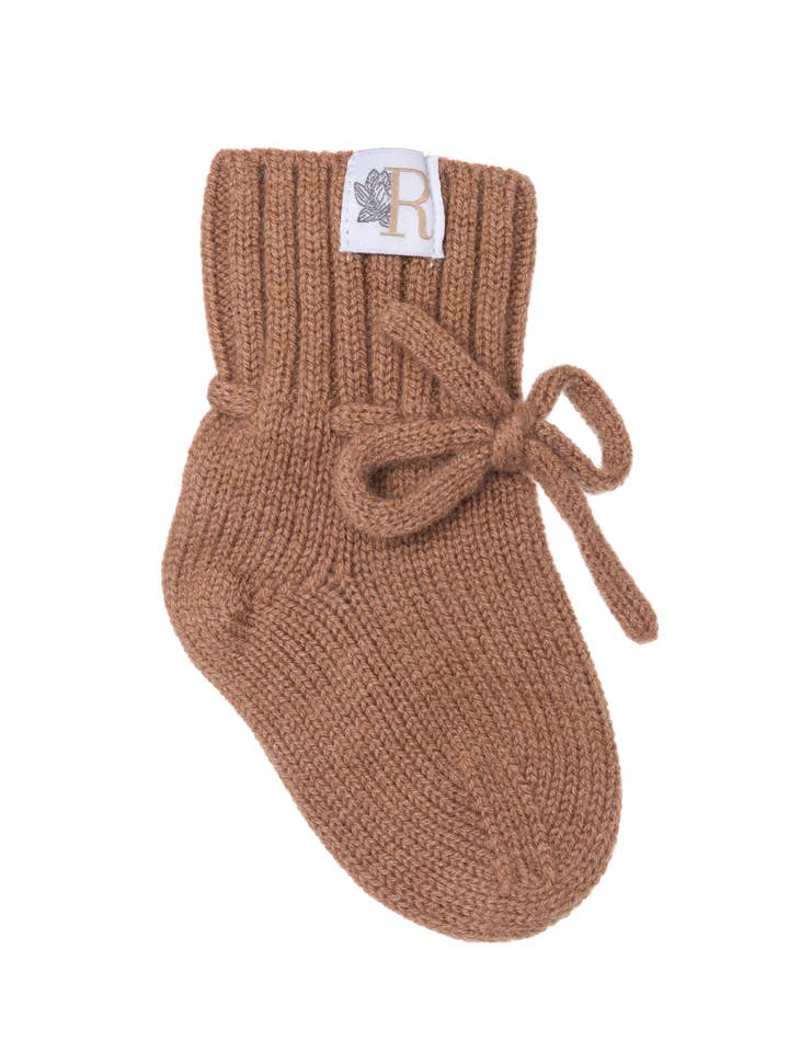 Rosini Babyschuhe aus 100 % Merinowolle in Schokoladenfarbe für den Großhandel von Rosinibabykinddesign