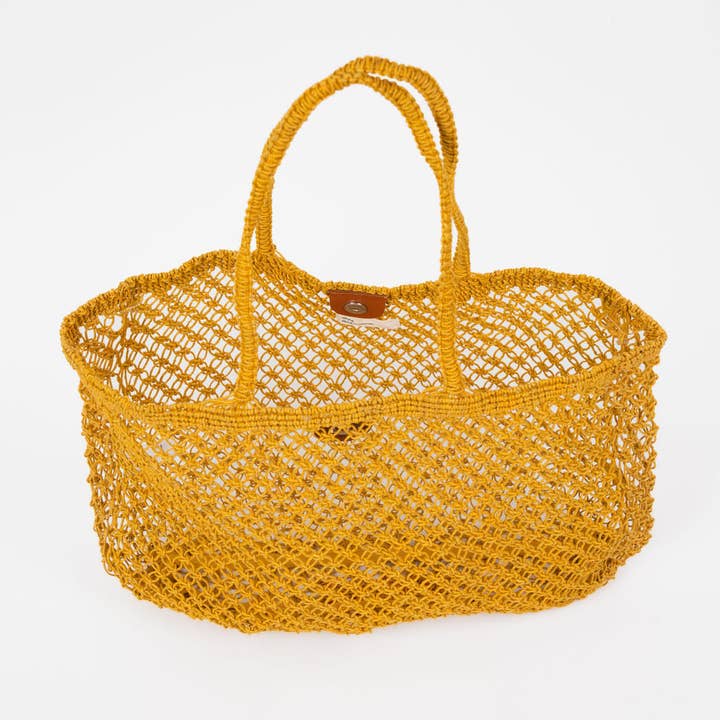 Amara large Jute Bag - Mustard Yellow for wholesale on Faire