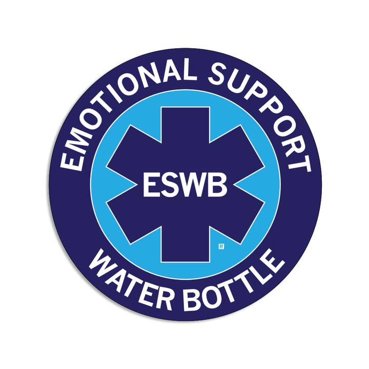 Emotional Support Water Bottle Circle Sticker for wholesale by RAYGUN
