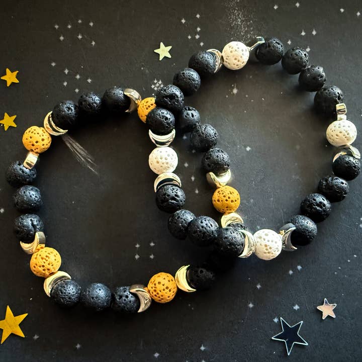 Moon Phase Lava Bead Bracelet for wholesale by Yugen Handmade