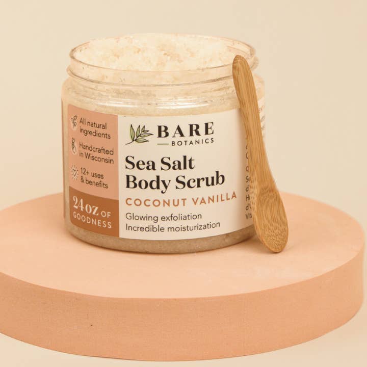 Coconut Vanilla Body Scrub for wholesale by Bare Botanics