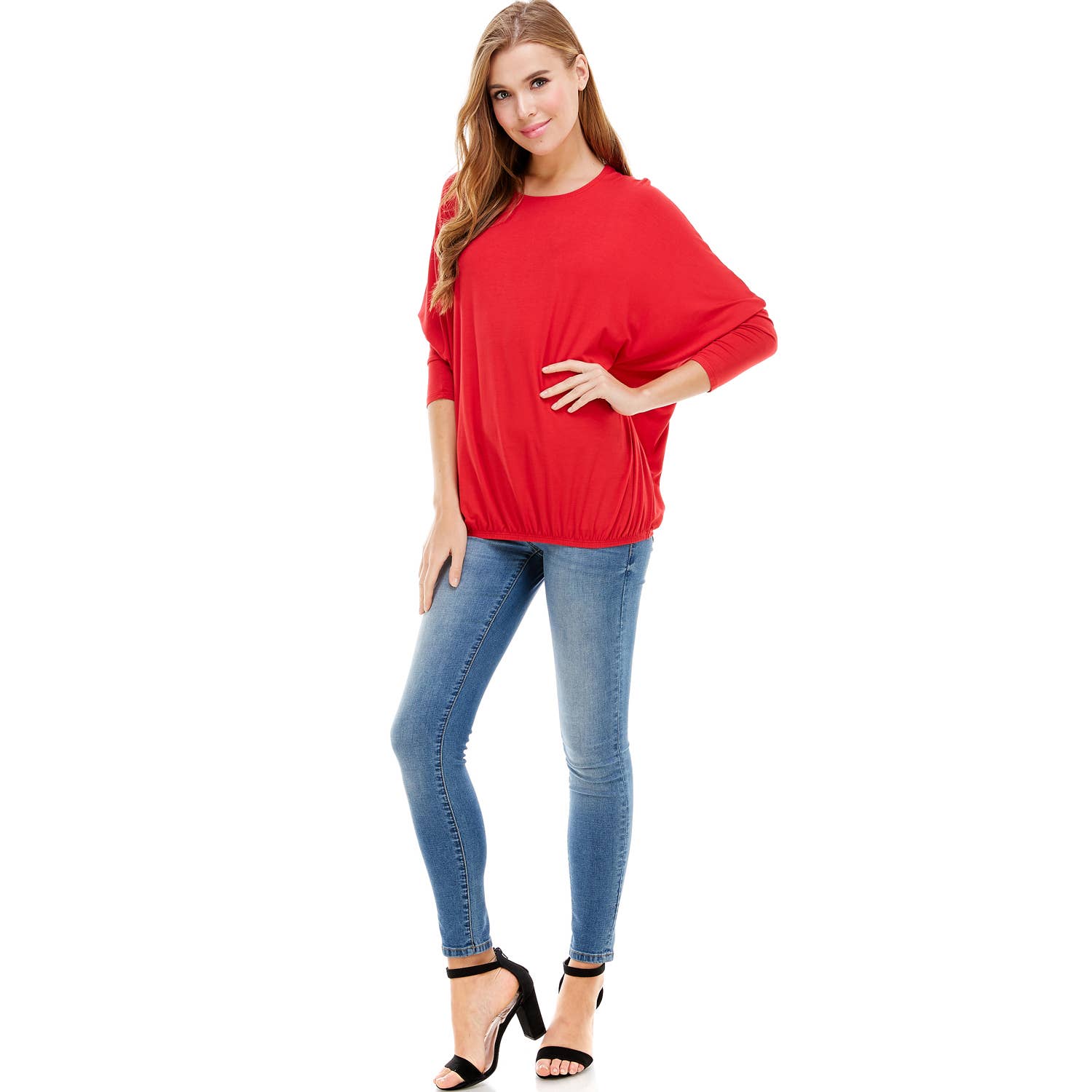 Azules Clothing - Wholesale Tunic - Women's - ATP-2309RS-DOLMAN Sleeve Elastic Bottom Hem Tunic31