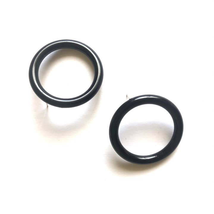 Extra Jumbo Jet Black Donut Stud Earrings for wholesale by Leetie Lovendale