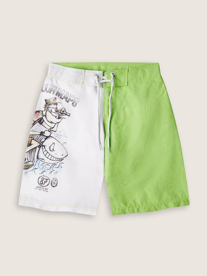 Short de bain imprimé «Burn your maps» enfant pour la vente par Scorpion Bay