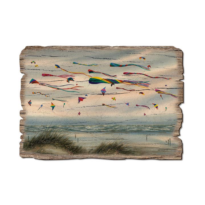 Beach Kites - Wood Coastal Rustic Edge Postcards & Magnets for wholesale by DaydreamHQ