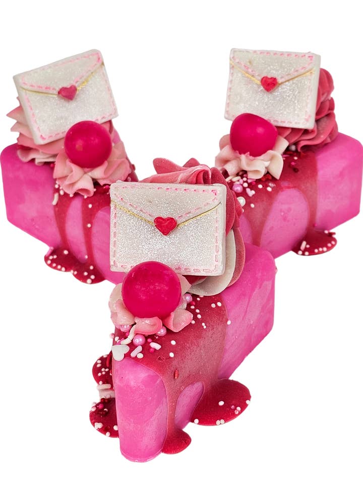 Love Notes Artisan Soap Cake for wholesale by Indulgence Bath Bakery