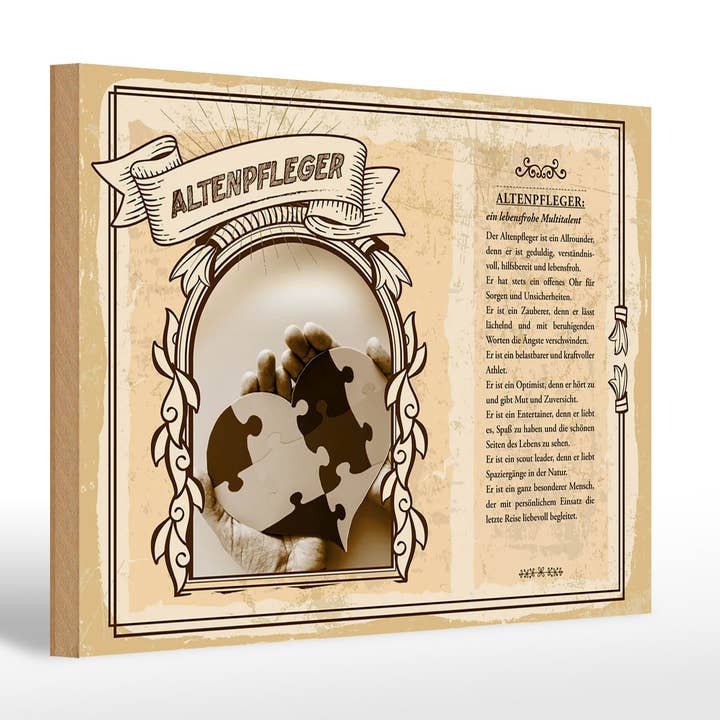 Femer - Wholesale Sign - Wooden sign Jobs 30x20cm geriatric nurse patiently helpful