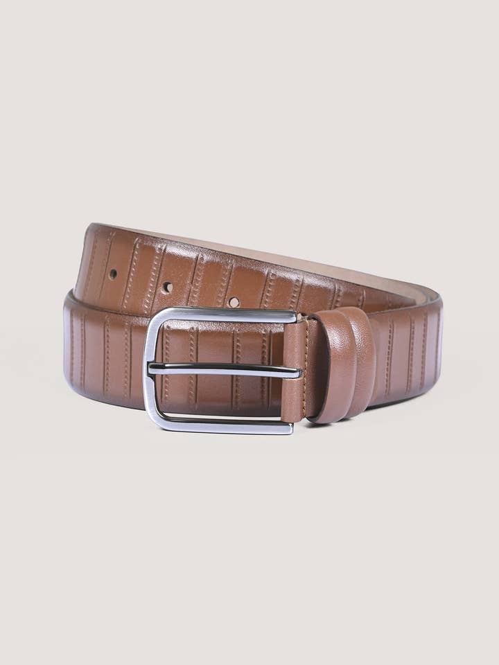 Ceinture formelle en cuir marron pour la vente par Brian Oak Limited