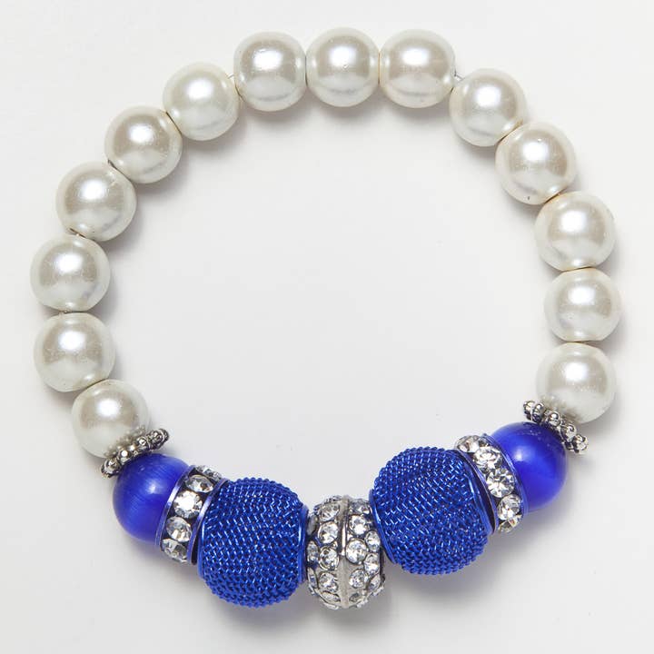 Mörkblå katter öga med blå mesh pärlor magnetiska armband för wholesale av Magnehealth