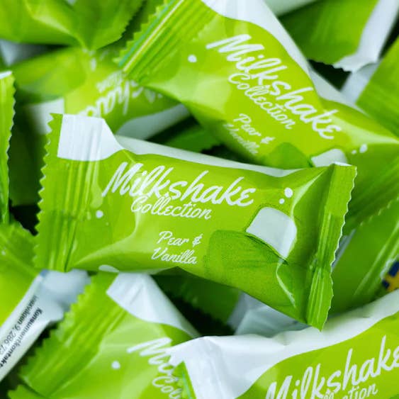 Sweetish- Swedish Candy Wholesale - Wholesale Chocolate Covered Sweets - Milkshake Pear & Vanilla 4.4lbs Resealable Bag