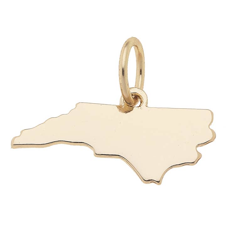 North Carolina Shaped State Charm in Shiny Gold for wholesale by Canvas Style