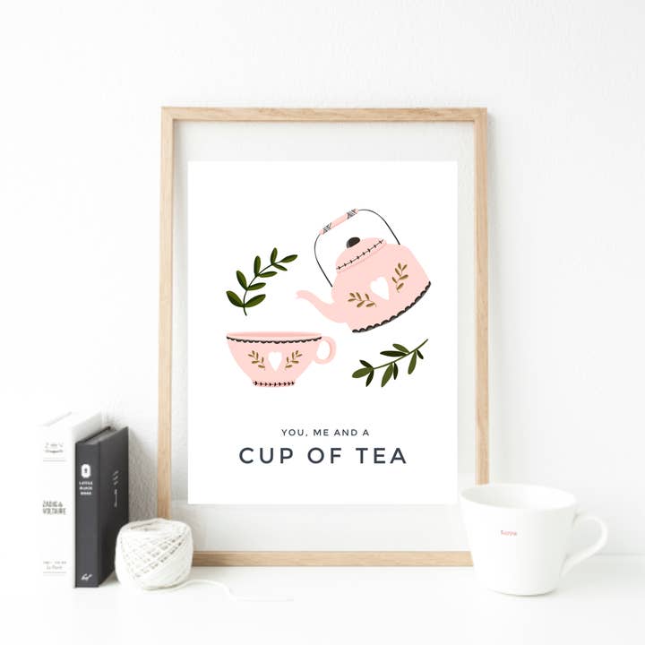 you, me & a cup of tea art print for wholesale by Echo Designs