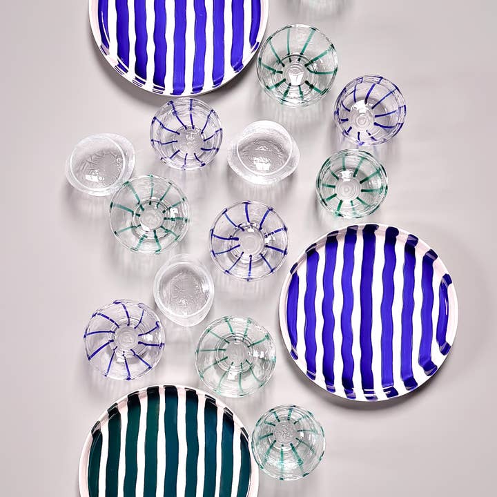 Magazin Minori - Wholesale Drinking Glass/Cup - Glass Stripes - gentle green2