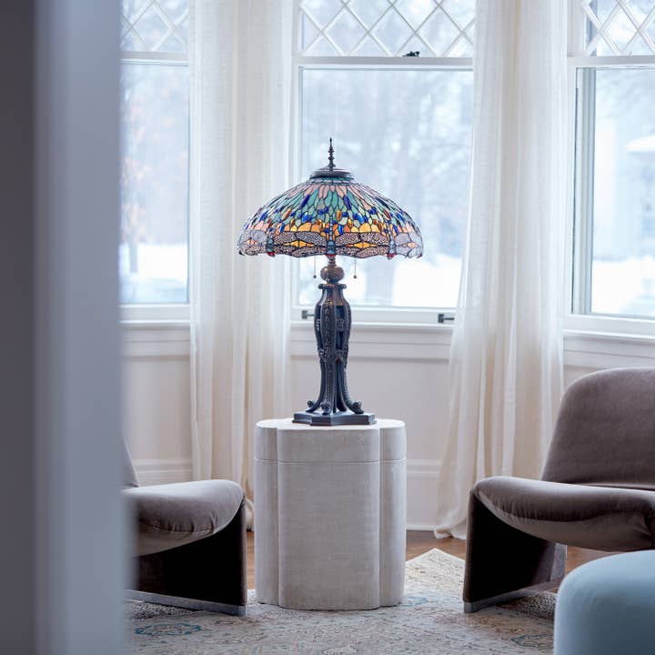 River of Goods - Wholesale Accent/Desk Lamp - 35"H Dragonfly Tiffany-Style Stained Glass Table Lamp5